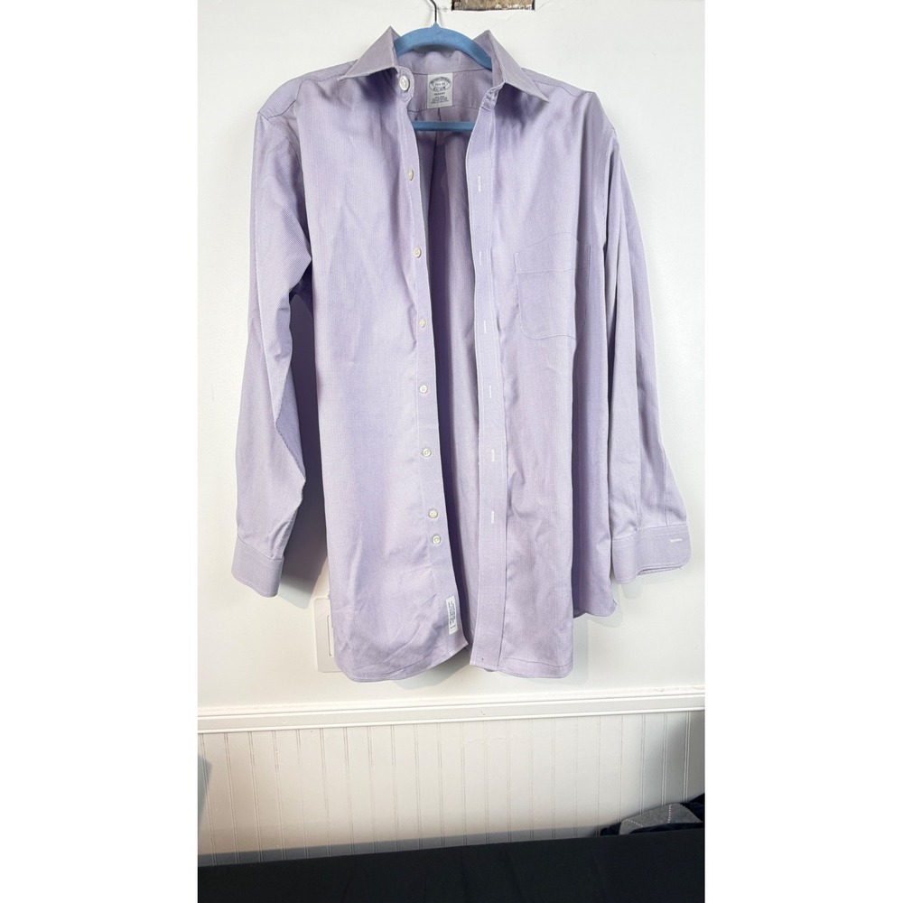 Brooks Brothers Regent Non-Iron Shirt 15.5-32 Purple Micro Check Supima Cotton